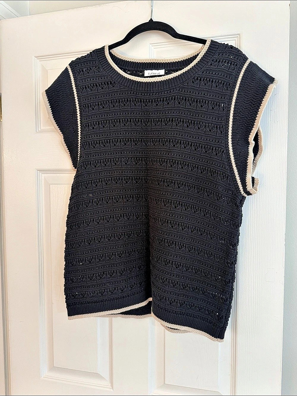 Evereve Ainsley Crochet Mesh Tank Black